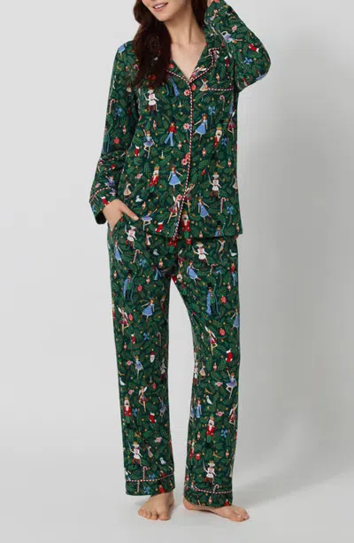 Bedhead Pajamas Bedhead Pjs X Rifle Paper Co. Long Sleeve Classic Stretch Jersey Pj Set In Green