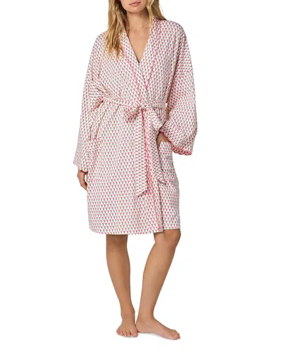 Bedhead Pajamas Blossom Geo Banded Collar Stretch Jersey Robe In Pink