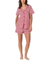 Bedhead Pajamas Bursting With Love Short Sleeve Pajama Set In Pink
