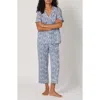 Bedhead Pajamas Floral Print Cotton Jersey Crop Pajamas In Blue