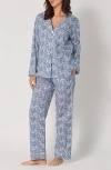 Bedhead Pajamas Floral Print Long Sleeve Cotton Jersey Pajamas In Blue