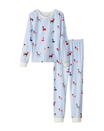 Bedhead Pajamas Girls' Cotton Knit Long Sleeve Pajama Set - Little Kid, Big Kid In White