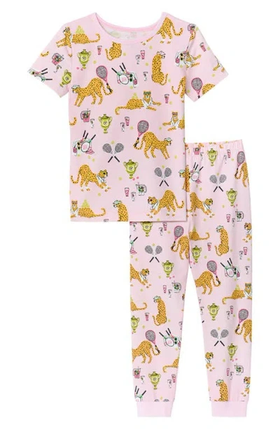 Bedhead Pajamas Kids' Print Fitted Two-piece Stretch Jersey Pajamas In Tennis Cheetahs