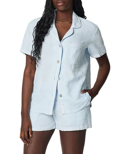 Bedhead Pajamas Linen Short Sleeve Pajama Set In Blue