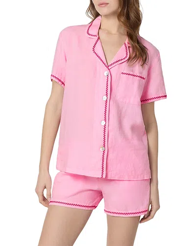 Bedhead Pajamas Linen Short Sleeve Pajama Set In Pink