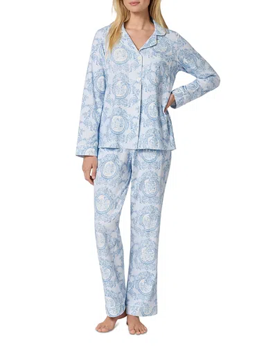 Bedhead Pajamas Minuet Toile Long Sleeve Classic Stretch Jersey Pajama Set - Exclusive In Blue