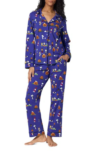 Bedhead Pajamas Peanuts Spooky Season Cotton Blend Pajamas In Blue