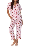 Bedhead Pajamas Print Crop Stretch Jersey Pajamas In Berry Souffle
