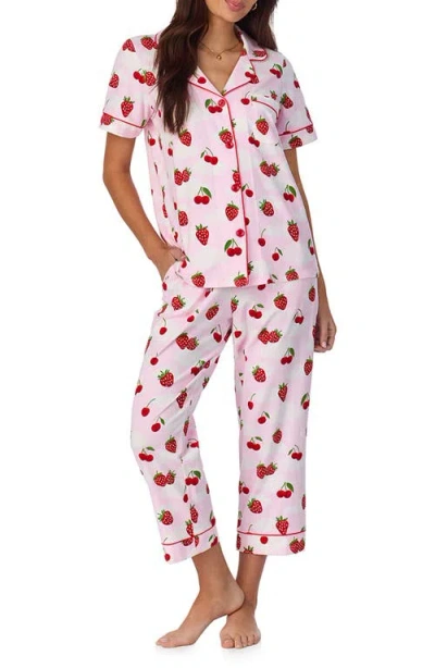 Bedhead Pajamas Print Crop Stretch Jersey Pajamas In Berry Souffle