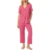 Bedhead Pajamas Print Jersey Crop Pajamas In Pink