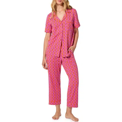 Bedhead Pajamas Print Jersey Crop Pajamas In Pink