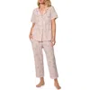 Bedhead Pajamas Print Jersey Crop Pajamas In Pink