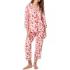 Bedhead Pajamas Print Long Sleeve Stretch Organic Cotton Jersey Crop Pajamas In Pink
