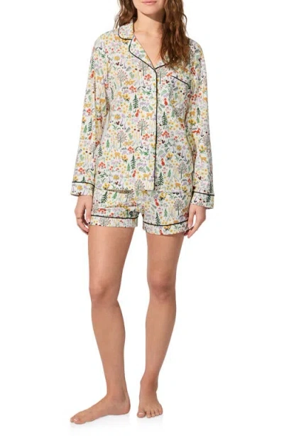 Bedhead Pajamas Print Long Sleeve Stretch Organic Cotton Jersey Short Pajamas In Neutral