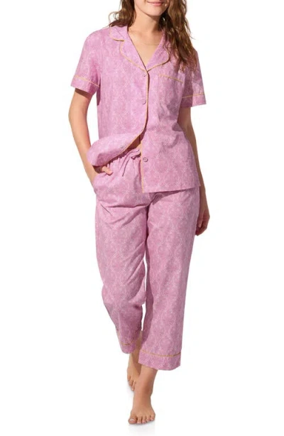 Bedhead Pajamas Print Organic Cotton Crop Pajamas In Pink