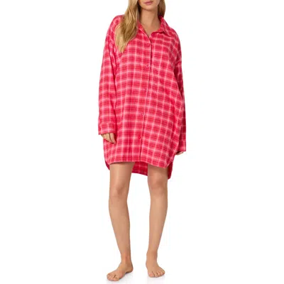 Bedhead Pajamas Print Organic Cotton Flannel Sleep Shirt In Red