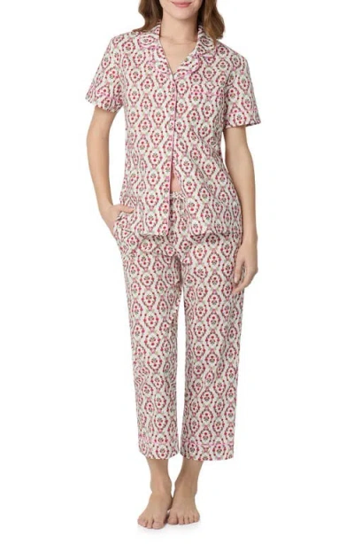 Bedhead Pajamas Print Organic Cotton Poplin Crop Pajamas In Pink