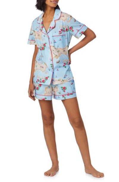 Bedhead Pajamas Print Organic Cotton Poplin Short Pajamas In Ciao Capri