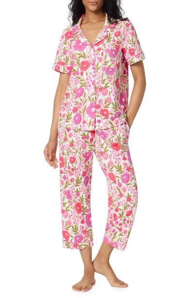 Bedhead Pajamas Print Stretch Cotton Jersey Crop Pajamas In Pink