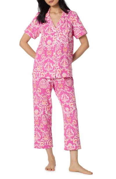 Bedhead Pajamas Print Stretch Organic Cotton Crop Pajamas In Pink