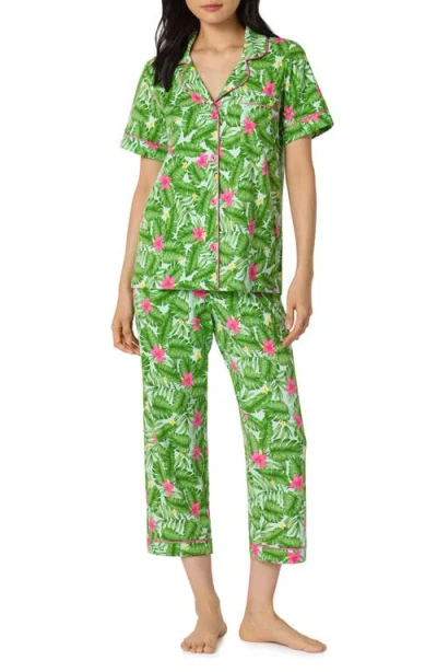 Bedhead Pajamas Print Stretch Organic Cotton Crop Pajamas In Green