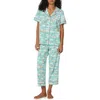 Bedhead Pajamas Print Stretch Organic Cotton Crop Pajamas In Blue