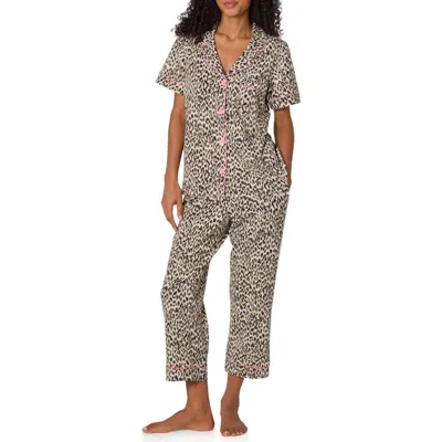 Bedhead Pajamas Print Stretch Organic Cotton Crop Pajamas In Burgundy
