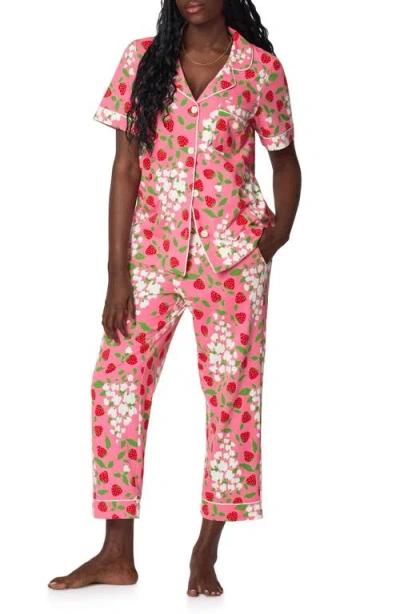 Bedhead Pajamas Print Stretch Organic Cotton Crop Pajamas In Pink