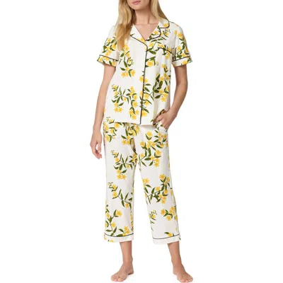 Bedhead Pajamas Print Stretch Organic Cotton Jersey Crop Pajamas In White