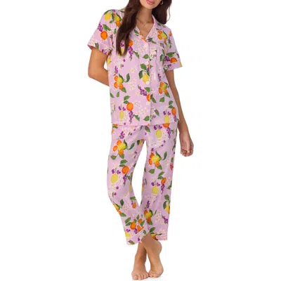 Bedhead Pajamas Print Stretch Organic Cotton Jersey Crop Pajamas In Citrus Blossom
