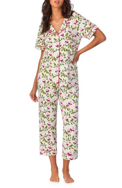 Bedhead Pajamas Print Stretch Organic Cotton Jersey Crop Pajamas In Dancing Fuchsias