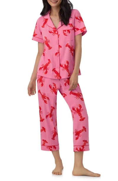 Bedhead Pajamas Print Stretch Organic Cotton Jersey Crop Pajamas In Lobster Fest