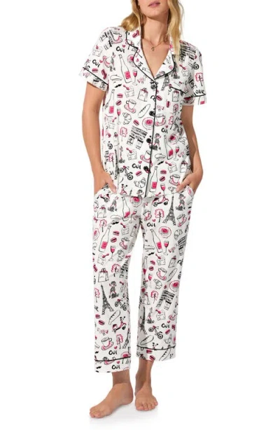 Bedhead Pajamas Print Stretch Organic Cotton Jersey Crop Pajamas In Red