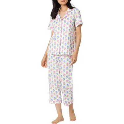 Bedhead Pajamas Print Stretch Organic Cotton Jersey Crop Pajamas In Yellow