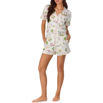 Bedhead Pajamas Print Stretch Organic Cotton Jersey Short Pajamas In Poolside Poodles