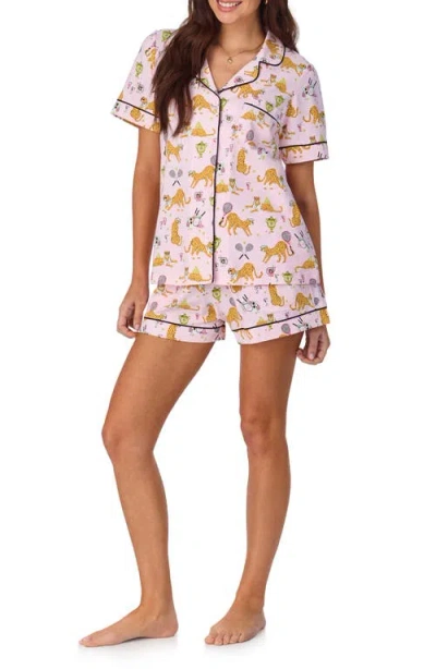 Bedhead Pajamas Print Stretch Organic Cotton Jersey Short Pajamas In Tennis Cheetah
