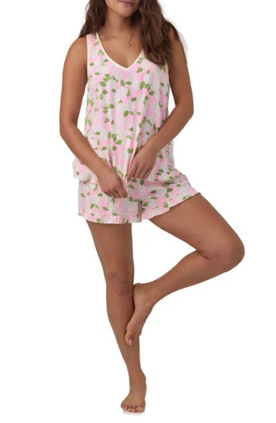 Bedhead Pajamas Print Stretch Organic Cotton Jersey Tank Short Pajamas In Pink Summer