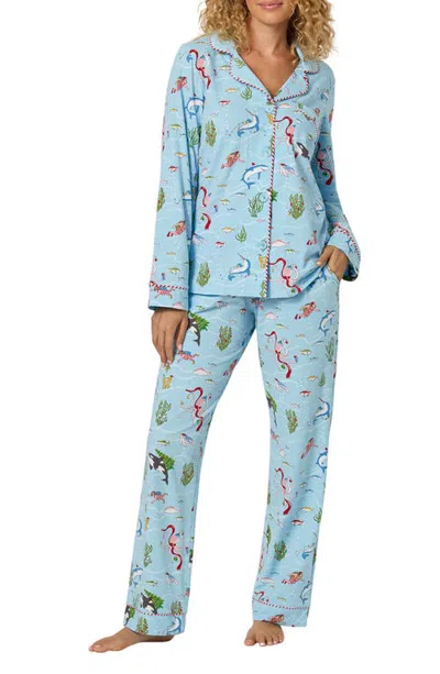 Bedhead Pajamas Print Stretch Organic Cotton Pajamas In Blue