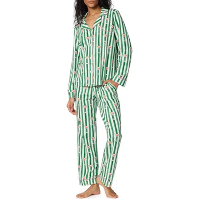 Bedhead Pajamas Print Stretch Organic Cotton Pajamas In Green