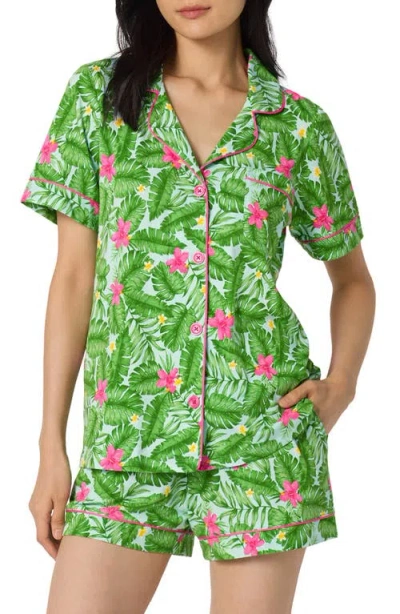 Bedhead Pajamas Print Stretch Organic Cotton Short Pajamas In Green