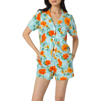 Bedhead Pajamas Print Stretch Organic Cotton Short Pajamas In Blue