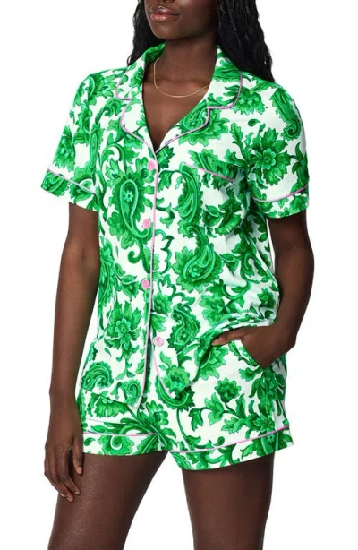 Bedhead Pajamas Print Stretch Organic Cotton Short Pajamas In Green