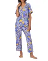 Bedhead Pajamas Printed Short Sleeve Cropped Pajama Set In Majolica