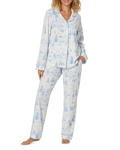 Bedhead Pajamas Santa's Night Out Cotton Stretch Knit Pajama Set In Blue