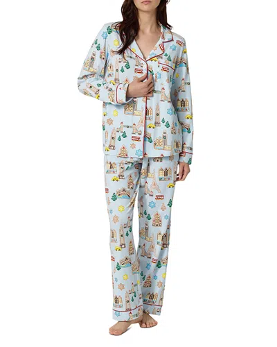 Bedhead Pajamas Santa's Night Out Cotton Stretch Knit Pajama Set In Blue