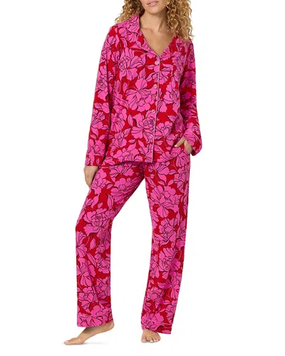 Bedhead Pajamas Santa's Night Out Cotton Stretch Knit Pajama Set In Pink