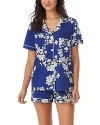 Bedhead Pajamas Blossom Classic Shorty 2-piece Pajama Set In Navy Shadow