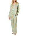 Bedhead Pajamas Silk Rose Print Pajama Set In Green