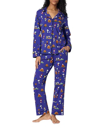 Bedhead Pajamas Peanuts Spooky Season Cotton Blend Pajamas In Blue