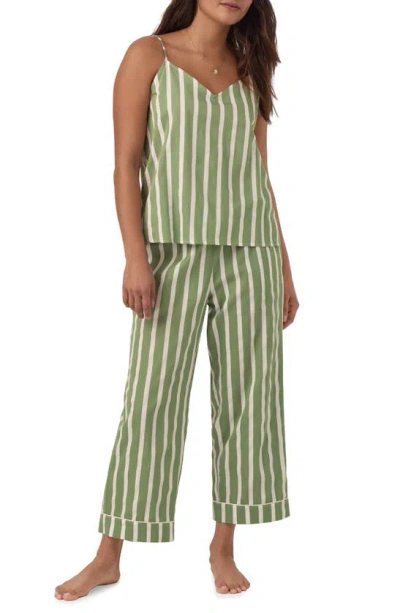 Bedhead Pajamas Stripe Crop Organic Cotton Pajamas In North Shore Stripe